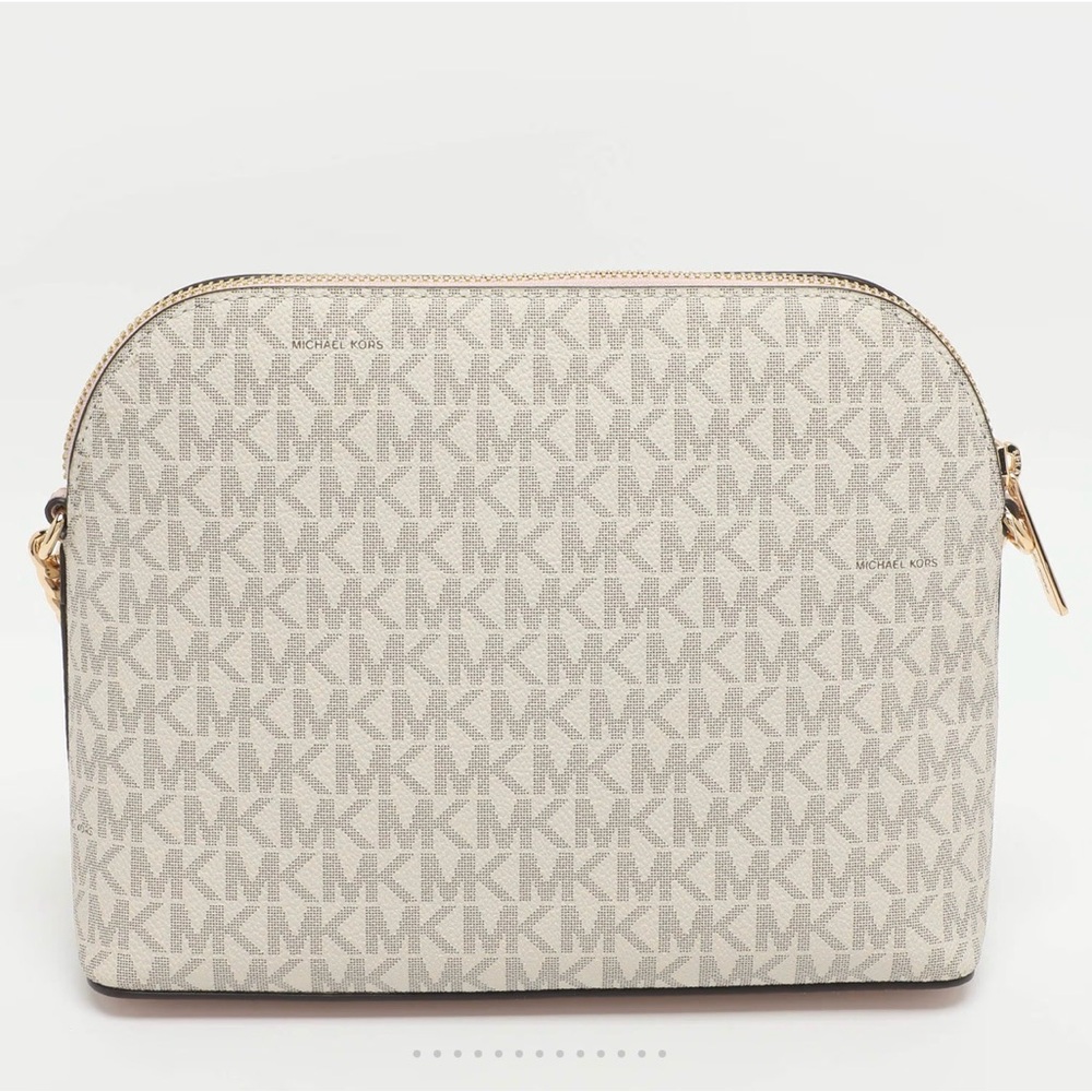 MK Jet Set Travel Medium White/Blush Pink Signature Coated Canvas Crossbody Bag - Picture 5 of 17